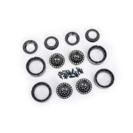 Wheels, 1.0ÔÇØ, 6061-T6 aluminum (black -anodized) (4)/ 2x8mm BCS (24)