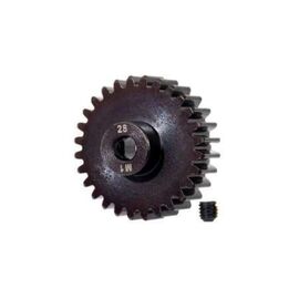 Gear, 28-T pinion (machined, hardened steel) (1.0 metric pitch) (fits 5mm shaft)/ set screw