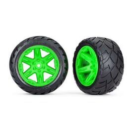 Tires & wheels, assembled, glued (2.8 ') (RXT green wheels, Anaconda tires, foam inserts) (2WD electric rear) (2