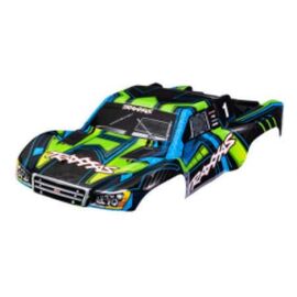 Body, Slash 4X4 (also fits Slash VXL & Slash 2WD), green and blue (painted , decals applied) (assembled with fro