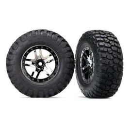 Tires & wheels, assembled, glued (SCT Split-Spoke black chrome beadlock st yle wheels, BFGoodrich Mud-Terrain