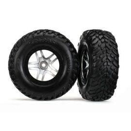 Tires & wheels, assembled, glued (S1 compound) (SCT Split-Spoke satin chro me, black beadlock style wheels, dual
