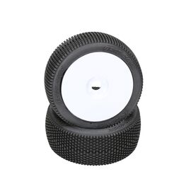 HB Gridlock Spec V3 Mounted Tire (Red Compound/White Wheel/1:8 Buggy)