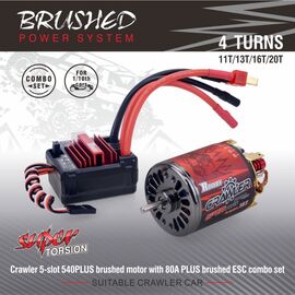 Combo Crawler Rocket Plus 1:10 540 moteur à charbons 13T avec variateur 80A