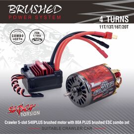 Combo Crawler Rocket Plus 1:10 540 moteur à charbons 16T avec variateur 80A (Auto hold)