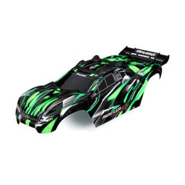 Body, Rustler 4X4 Ultimate, green (pa inted, decals applied) (assembled wit h front & rear body mounts and rear b