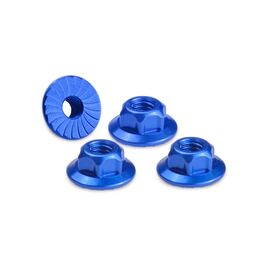 JConcepts - 4mm large flange serrated locknut - blue (fits, B6, B5, TLR, Xray, Serpent, Kyosho)