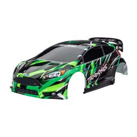 Body, Ford Fiesta ST Rally VXL, orang e (painted, decals applied) (assemble d with rear wing, body support, & bod