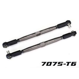 Toe links, X-Maxx (TUBES gray-anodize d, 7075-T6 aluminum, stronger than ti tanium) (157mm) (2)/ rod ends, assemb
