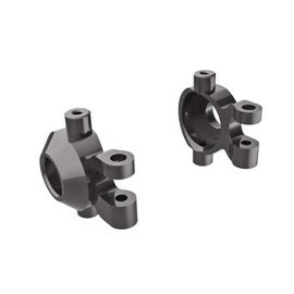 Steering blocks, 6061-T6 aluminum (da rk titanium-anodized) (left & right)/ 2.5x12mm BCS (with threadlock) (2)/
