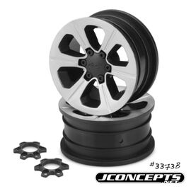 Hustle - 1.9 Vaterra Ascender 12mm glue-on wheel - (black w/ silver face plating) - 2pc.