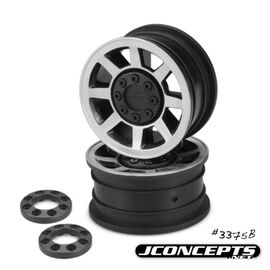 Vengeance - 1.9 Vaterra Ascender 12mm glue-on wheel - (black w/ silver face plating) - 2pc.