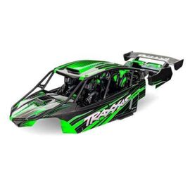 Body, Funco┬« Pro Scale┬« Sand Car, gre en (painted, decals applied) (assembl ed with front & rear body supports fo