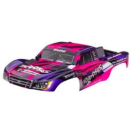 Body, Slash 2WD (also fits Slash VXL & Slash 4X4), pink & purple (painted, decals applied) (assembled with fron