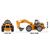 HUI1530-1:18 RC wheel excavator loader with 2.4G transmitter and 6 functions.