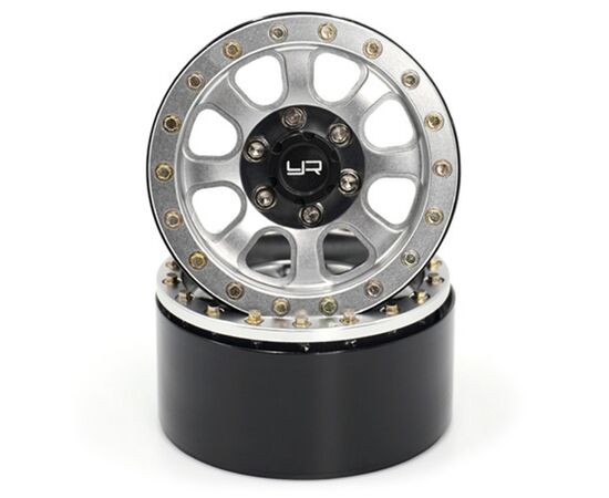3-WL-0115SV-1.9 Aluminum CNC 8 Spoke Beadlock Wheel with Wheel Hub 2pcs Silver