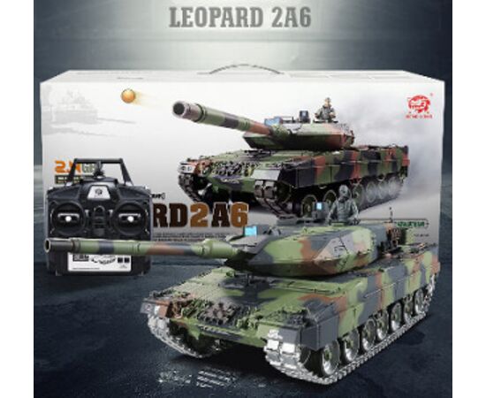 HL3889-1M-1:16 German Leopard 2 A6 RC Main Battle Tank Incl. 2.4GHz Radio, Battery, Charger / Metal driving bo