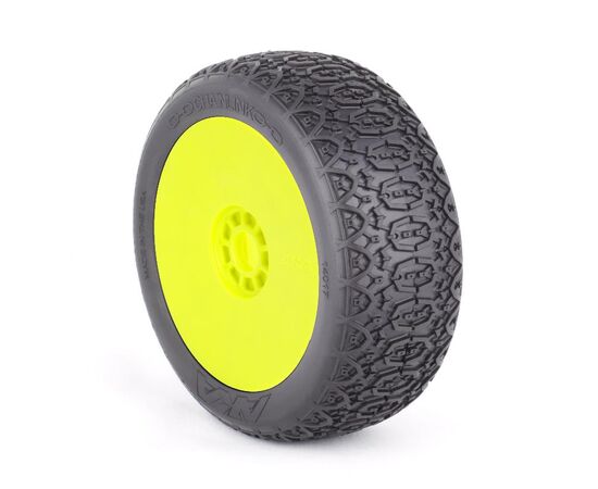 AK14017VRY-1:8 BUGGY CHAINLINK (SUPER SOFT) EVO WHEEL PRE-MOUNTED YELLOW