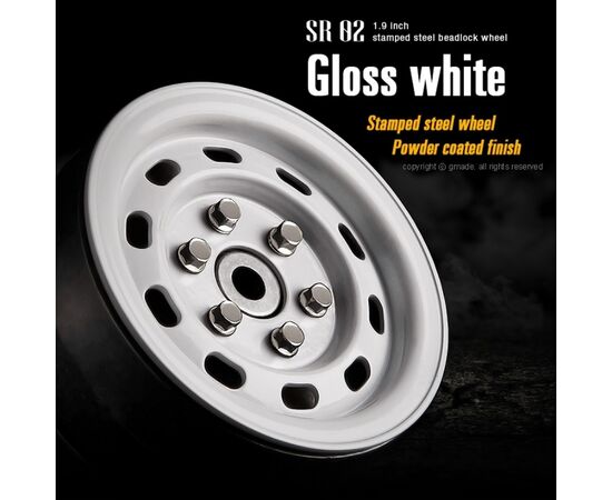 GM70176-Gmade 1.9 SR02 beadlock wheels (Gloss white) (2)&nbsp;