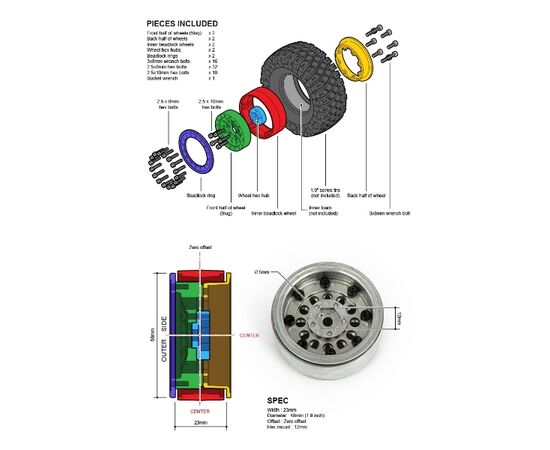 GM70382-Gmade 1.9 AR03 5 Lug Aluminum beadlock wheels (2)