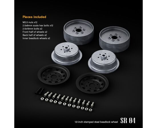 GM70494-Gmade 1.9 SR04 beadlock wheels (Matt Black) (2)