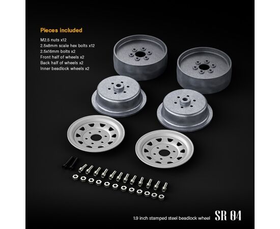 GM70496-Gmade 1.9 SR04 beadlock wheels (Gloss White) (2)