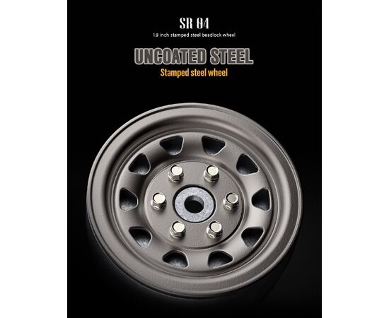 GM70497-Gmade 1.9 SR04 beadlock wheels (Uncoated Silver) (2)