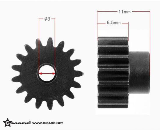 GM81417-Gmade 32 Pitch 3mm Hardened Steel Pinion Gear 17T (1)