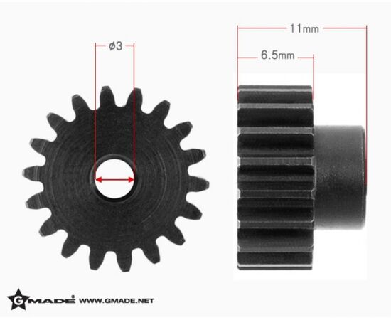 GM81418-Gmade 32 Pitch 3mm Hardened Steel Pinion Gear 18T (1)