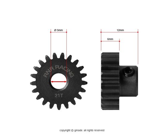 GM82421-Gmade 32 Pitch 5mm Hardened Steel Pinion Gear 21T (1)