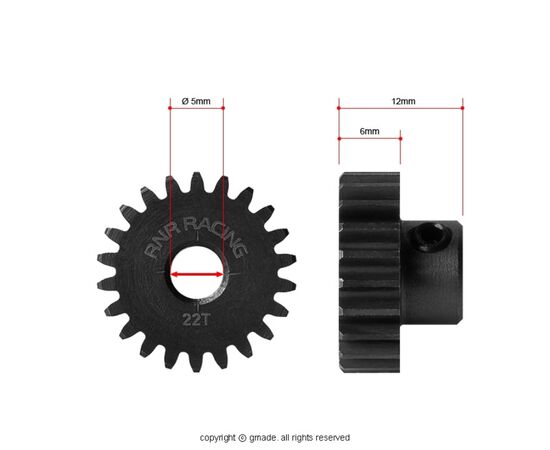 GM82422-Gmade 32 Pitch 5mm Hardened Steel Pinion Gear 22T (1)