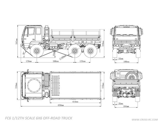 CRC90100082-FC6 - 1:12 Scale Truck 6x6 Cross-RC