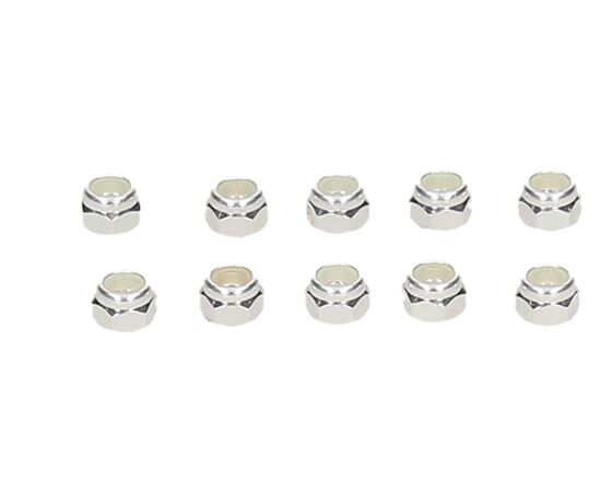 K203000105-Alu Nylon nut silver 3mm (10pcs)
