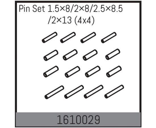 AB1610029-Pin Set 1.5&#215;8/2&#215;8/2.5&#215;8.5/2&#215;13 (4x4)