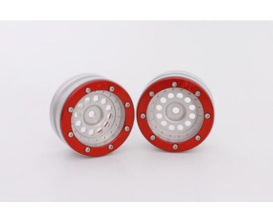 ABMT0020SR-Beadlock Wheels PT-Bullet Silver/Red 1.9 (2 pcs)&#160;