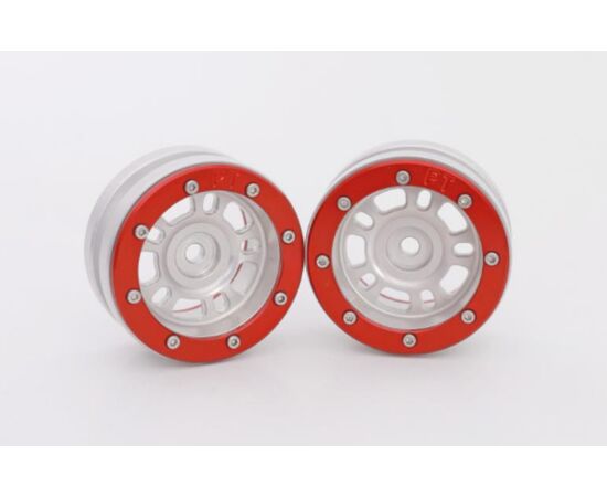 ABMT0040SR-Beadlock Wheels PT-Distractor Silver/Red 1.9 (2 pcs)&#160;