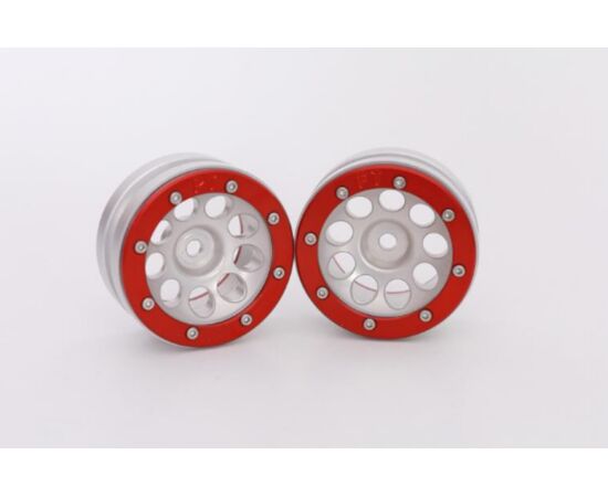 ABMT0050SR-Beadlock Wheels PT-Ecohole Silver/Red 1.9 (2 pcs)&#160;