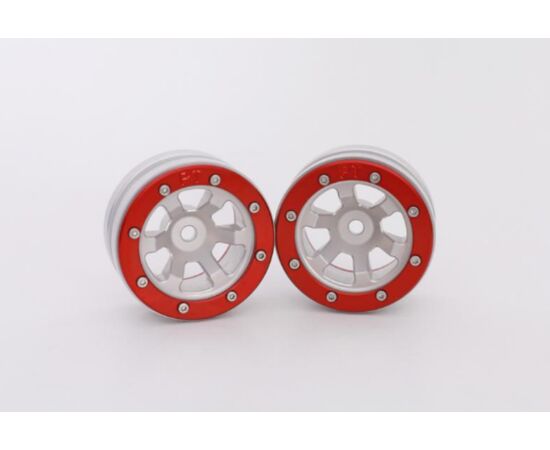 ABMT0060SR-Beadlock Wheels PT-Claw Silver/Red 1.9 (2 pcs)&#160;