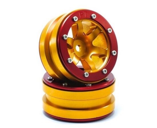 ABMT0070GOR-Beadlock Wheels PT-Wave Gold/Red 1.9 (2 pcs)