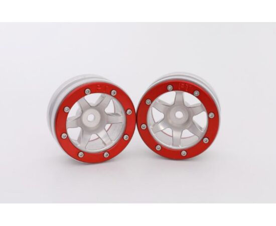 ABMT0070SR-Beadlock Wheels PT-Wave Silver/Red 1.9 (2 pcs)&#160;