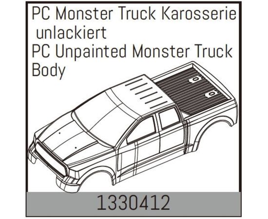 AB1330412-PC Unpainted Monster Truck Body
