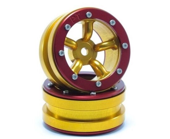 ABMT0010GOR-Beadlock Wheels PT-Safari Gold/Red 1.9 (2 pcs)