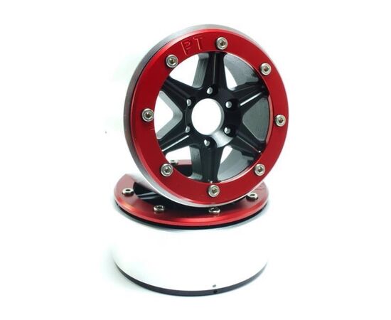 ABMT5010BR-Beadlock Wheels SIXSTAR Black/Red 1.9 (2) w/o Hub