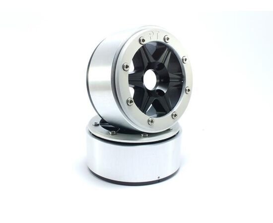 ABMT5010BS-Beadlock Wheels SIXSTAR Black/Silver 1.9 (2) w/o Hub