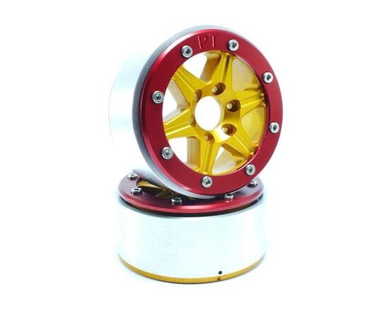 ABMT5010GOR-Beadlock Wheels SIXSTAR Gold/Red 1.9 (2) w/o Hub