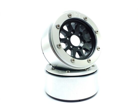 ABMT5030BS-Beadlock Wheels GEAR Black/Silver 1.9 (2) w/o Hub