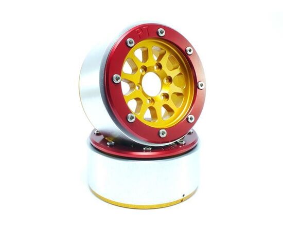 ABMT5030GOR-Beadlock Wheels GEAR Gold/Red 1.9 (2) w/o Hub
