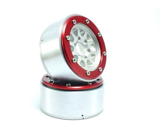 ABMT5030SR-Beadlock Wheels GEAR Silver/Red 1.9 (2) w/o Hub