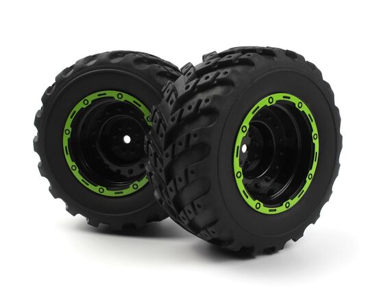 BL540181-Smyter MT Wheels/Tires Assembled (Black/Green)