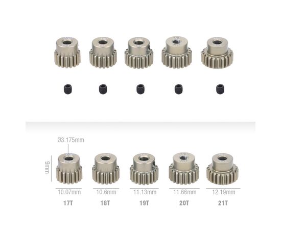 SP011025-3006-01-18T 48DP pinion gear 7075 Aluminum&nbsp; 3.175 bore For 1-10 cars
